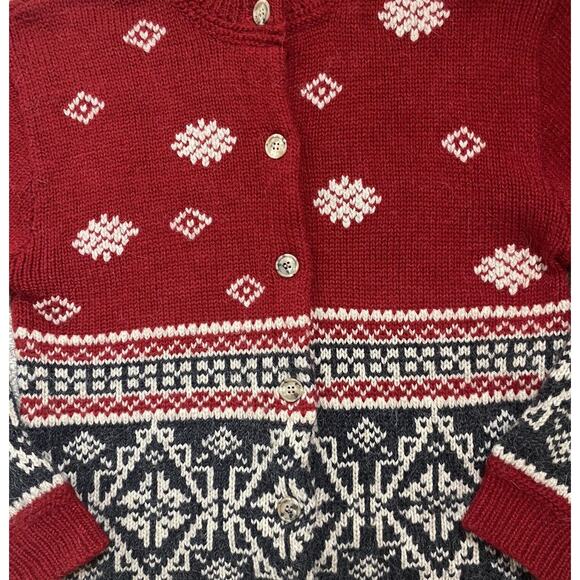 Eddie Bauer Sweater Womens M Multicolor Fair Isle Cardigan Button Wool Alpaca - Picture 6 of 9